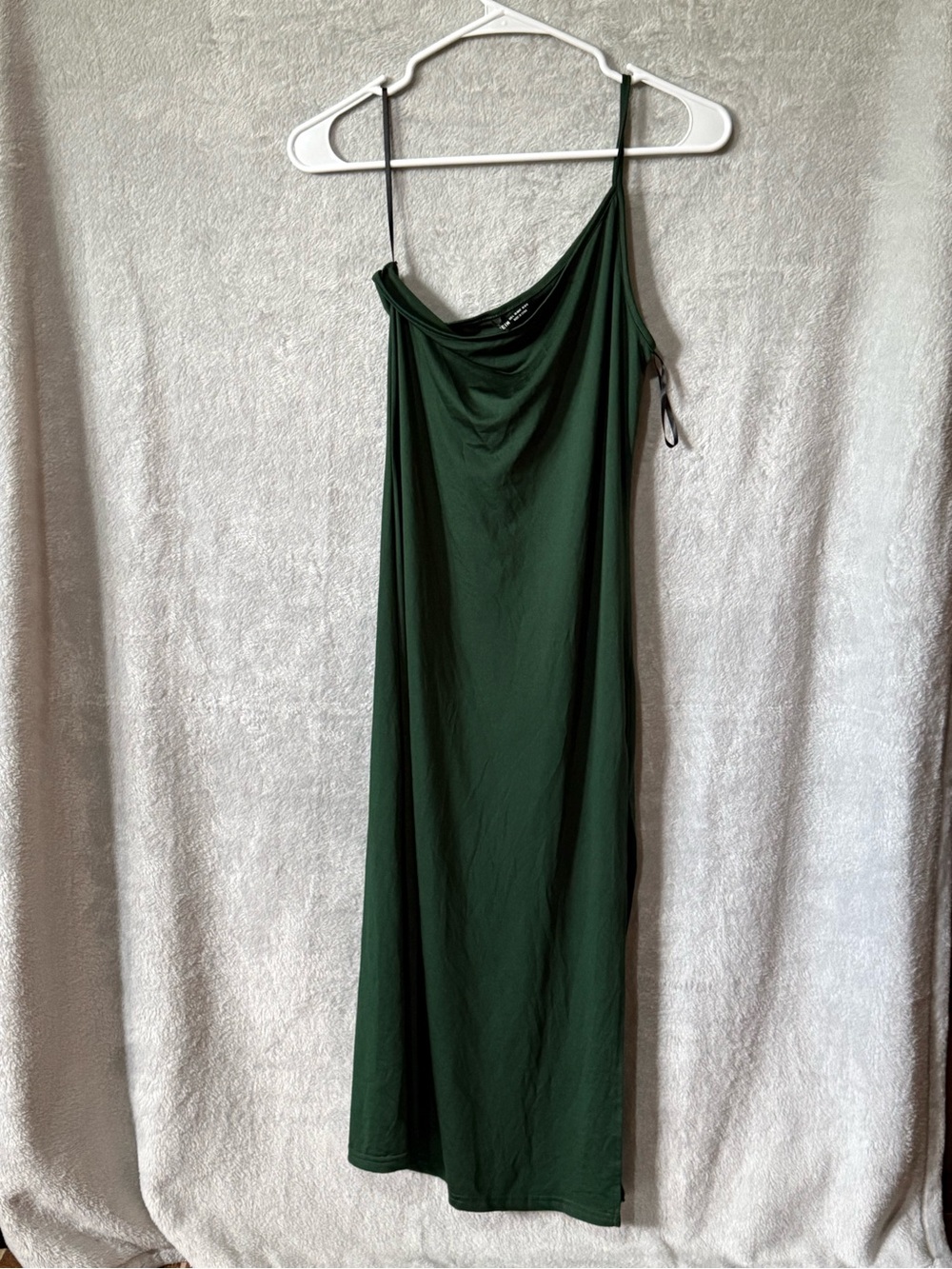 SHEIN Dark Green One-Shoulder Slip Dress